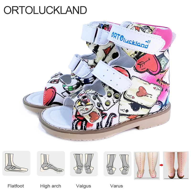 Top Trends: Girls Summer Sandals Buckle Strap Orthopedic Footwear For Children Kids Toddler Fancy Graffiti Shoes With Arch Support Insole Shoppable Styles