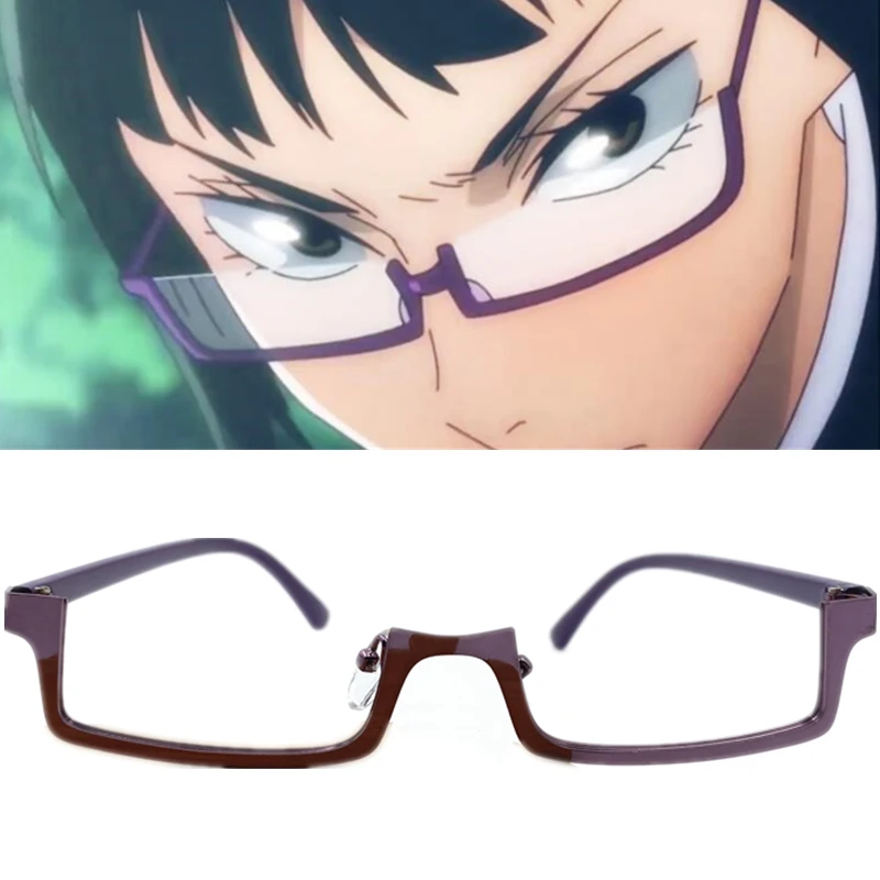 Top Trends: Jujutsu Kaisen Anime Cosplay Costume Maki Zenin Eyewear Purple Half Frame Glasses Eyeglasses Unisex Accessories Prop Shoppable Styles