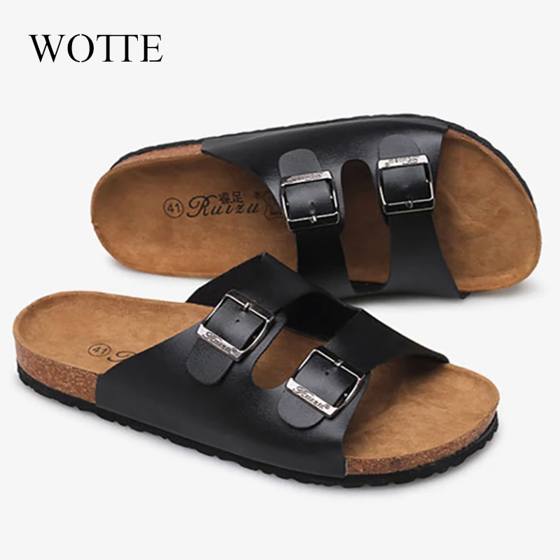 Top Trends: Men & Women Cork Sandals Fashion 2024 Casual Summer Slides Beach Gladiator Buckle Two Straps Shoe Flat Slippers Dropshipping Shoppable Styles