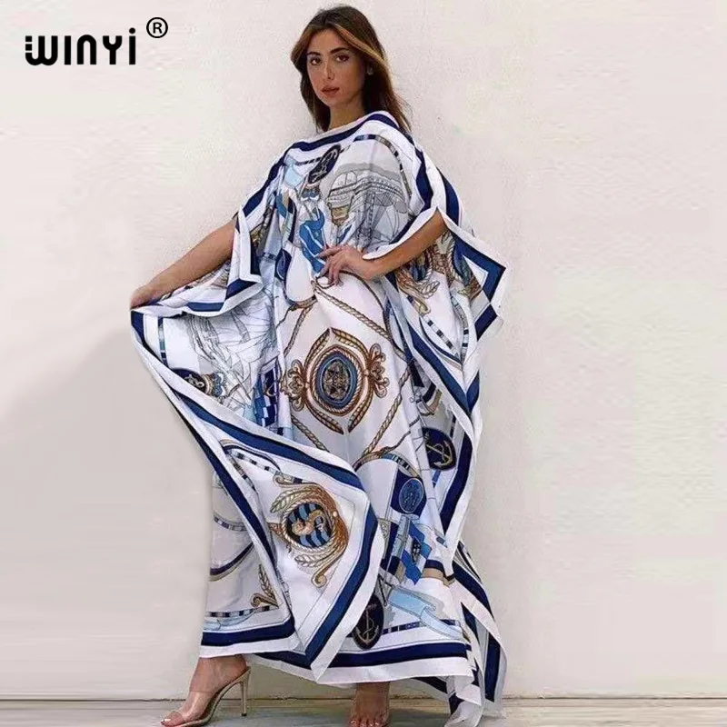 Top Trends: Printed Dresses For Women 2021 Fashion Design Loose Dress Batwing Maxi Long Femme Vestidos Summer Autumn Party Elegant Dress Shoppable Styles