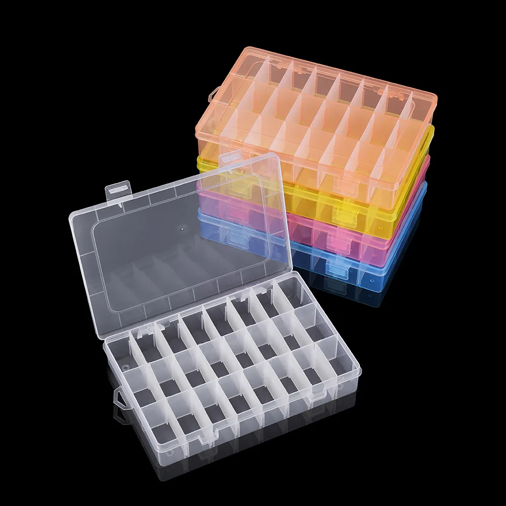 Top Trends: 24 Grids Adjustable Plastic 3 Row Transparent Storage Box Case Jewelry Display Beads Earring Organizer Container Shoppable Styles