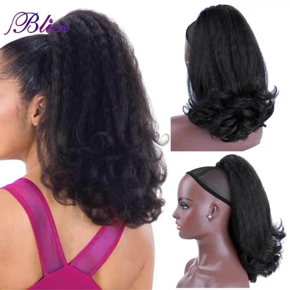 Top Trends: Blice Ponytail Hair Extensions Drawstring HairPieces Synthetic Kinky Straight Kanekalon Hair With Two Combs Warp Ponytails Shoppable Styles