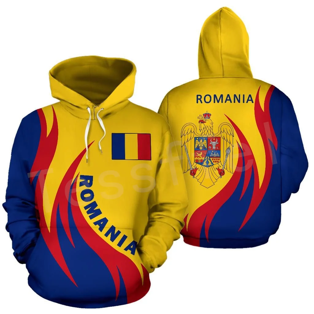 Top Trends: Tessffel NewFashion Romania Europe Country Flag Symbol Art Colorful 3DPrint Tracksuit Autumn Jacket Zipper Hoodies Men / Women F14 Shoppable Styles