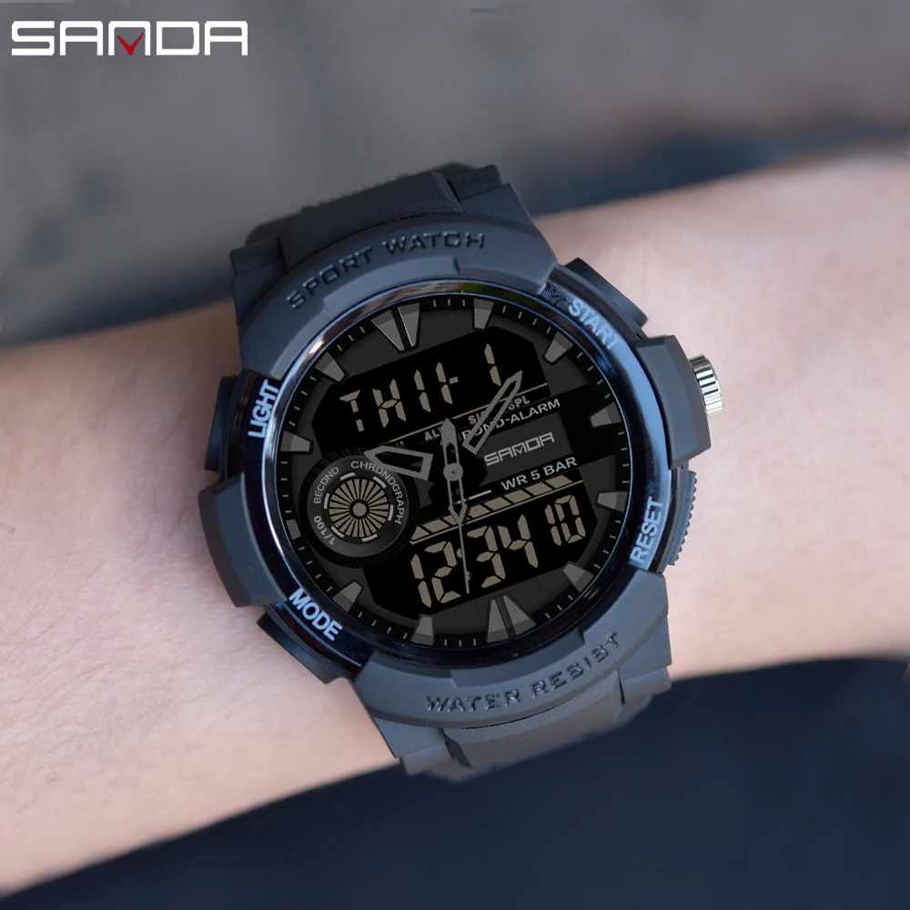 Top Trends: SANDA Men&#039;s Sport Watches Multifunctional Chronograph Waterproof Wristwatch LED Digital Military Quartz Clock Relogio Masculino Shoppable Styles