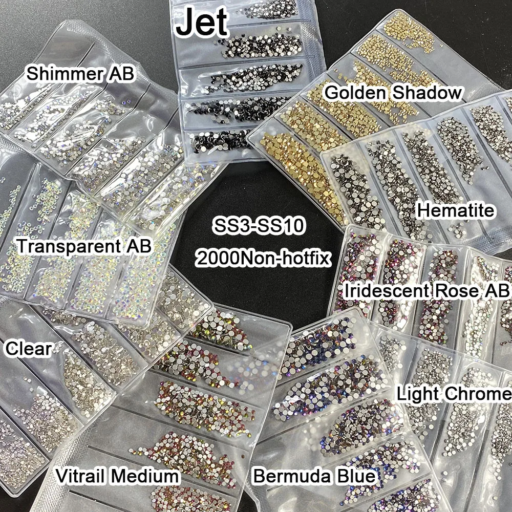 Top Trends: YanRuo 1440pcs SS3-SS10 All Color Non Hotfix Rhinestones Glitter Flatback Glass Beauty Accessories DIY DecorationsFor Nail Art Shoppable Styles