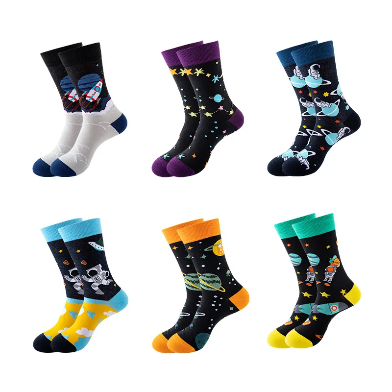 Top Trends: New Trendy Tube Socks Female Cartoon Spaceman Trendy Brand Socks Men&#039;s European And American Personality Trendy Socks Shoppable Styles