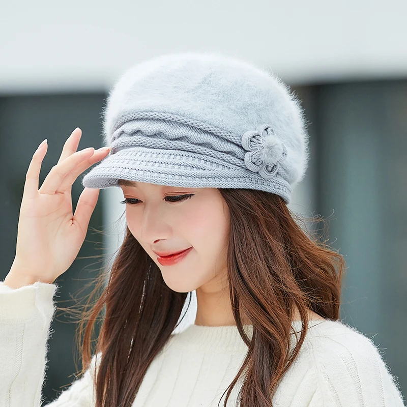 Top Trends: Hot Women Rabbit Fur Knitted Hats Casual Solid Color Autumn Girls Winter Hat Female Bonnet Caps Boina Feminino Shoppable Styles