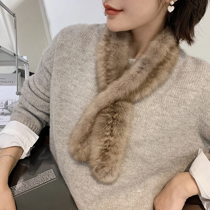 Top Trends: Highend Quality Women&#039;s 100% Real Sable Fur Knitted Scarf Natural Mink Fur Scarves Lady Fashion Winter Wraps Neck Warmer Shoppable Styles