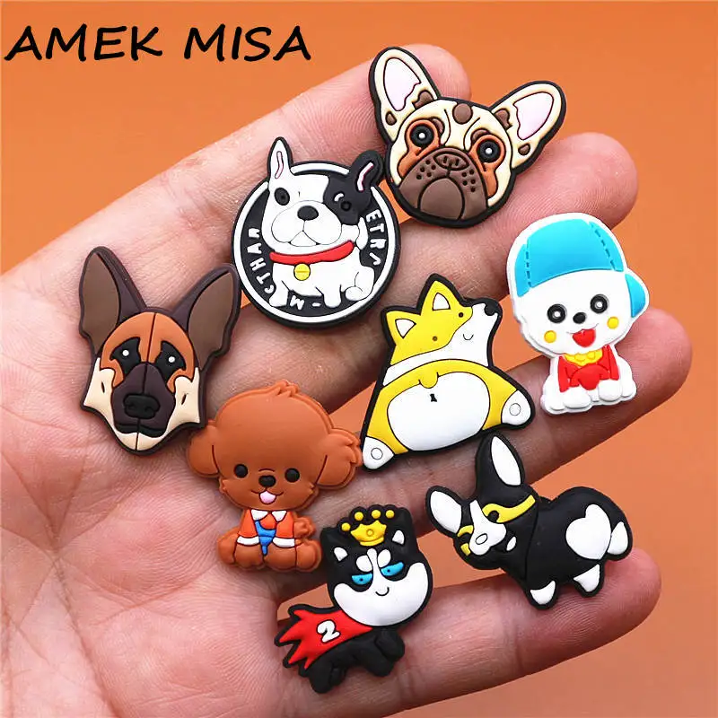 Top Trends: Cute Pet Dog Shoe Charms Sheepdog Bulldog Bichon Frise Corgi Teddy Husky Shoes Accessories Decoration Fit Buckle Kids Gifts Shoppable Styles