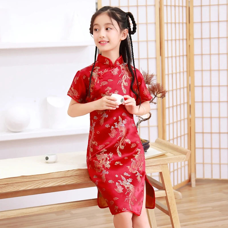 Top Trends: New Children Cheongsam Dress Vintage Chinese Style Traditional Baby Girl Dresses Shoppable Styles