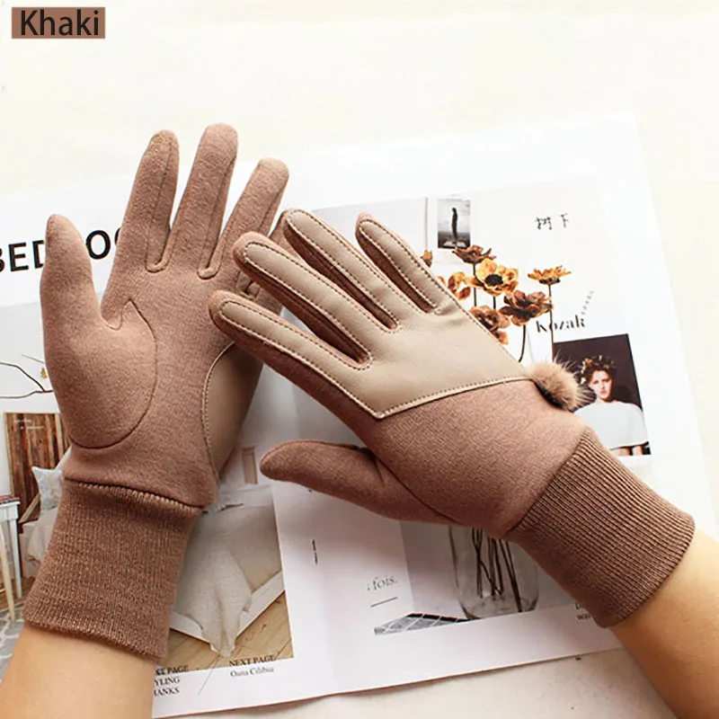 Top Trends: Winter Warm Cotton Knitted Driving Gloves Women's Fashion Touch Screen New Threaded Sleeves Windproof And Cold-Proof Finger Shoppable Styles - Image 3