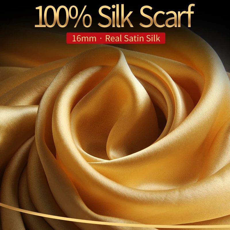 Top Trends: 100% Real Silk Scarf Women Luxury Brand 2021 Natural Hangzhou Silk Shawls Wraps For Ladies Solid Neckerchief Scarf Silk Foulard Shoppable Styles