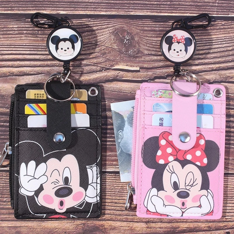 Top Trends: Disney Mickey Minnie Hanging Neck Card Holder Card Stitch Cartoon ID Card Shell Leather Case Bus Card Hold Shoppable Styles