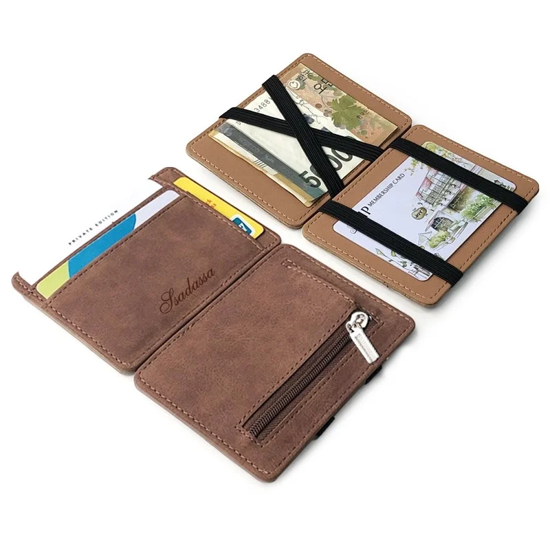 Top Trends: Slim Men Male PU Leather Mini Small Magic Wallets Ultra Thin Zipper Coin Purse Pouch Plastic Credit Bank Card Case Holder Shoppable Styles