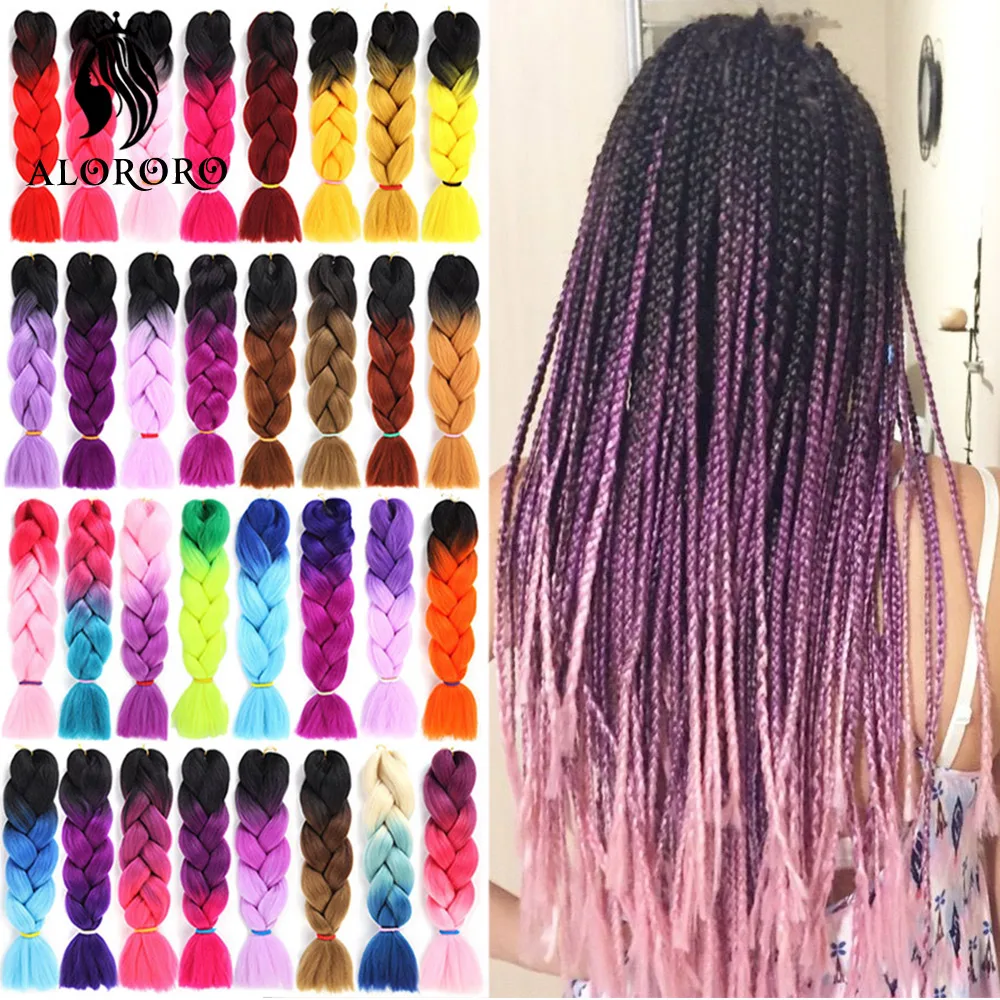 Top Trends: Braiding Hair Synthetic Extensions Hair For Braids Afro 24 Inch Jumbo Braid Hair Extentions Ombre Color Accessories Alororo Shoppable Styles