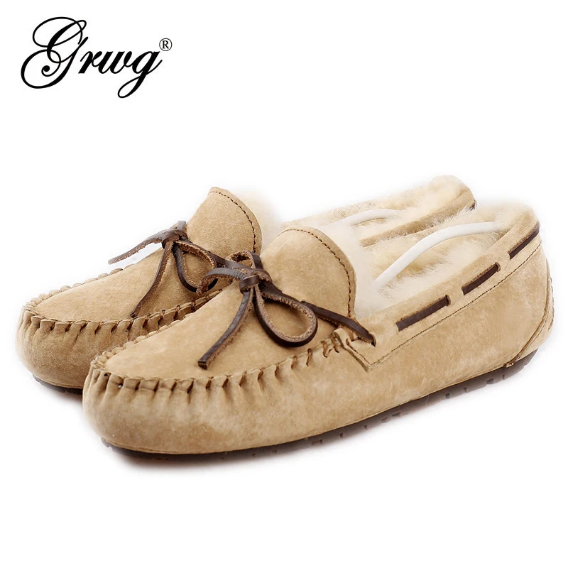 Top Trends: Top Brand 100% Natural Fur Genuine Leather Women Flat Shoes New Fashion Women Moccasins Casual Loafers Plus Size Winter Shoes Shoppable Styles