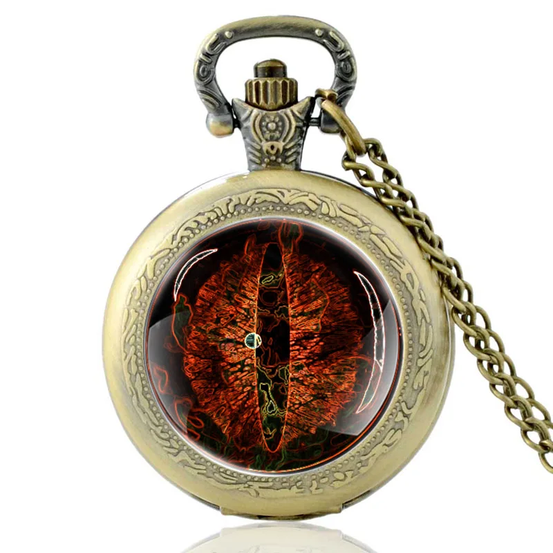 Top Trends: Charm Dragon Eye Pattern Bronze Vintage Quartz Pocket Watch Men Women Pendant Necklace Hours Clock Gifts Shoppable Styles