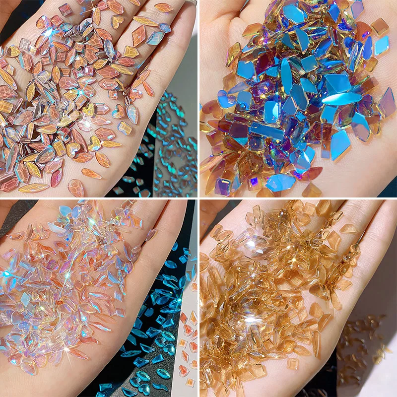 Top Trends: 100pcs Mix AB Crystals For Nail Art Flat Back Rhinestones 3D Nail Gems DIY Manicure Decorations Shoppable Styles