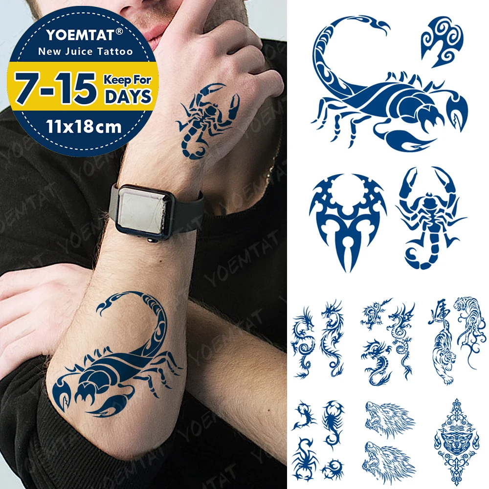 Top Trends: Ink 15 Days Lasting Waterproof Temporary Tattoo Sticker Scorpion Dragon Tiger Wolf Totem Flash Tatto Women Men Body Art Tattoos Shoppable Styles