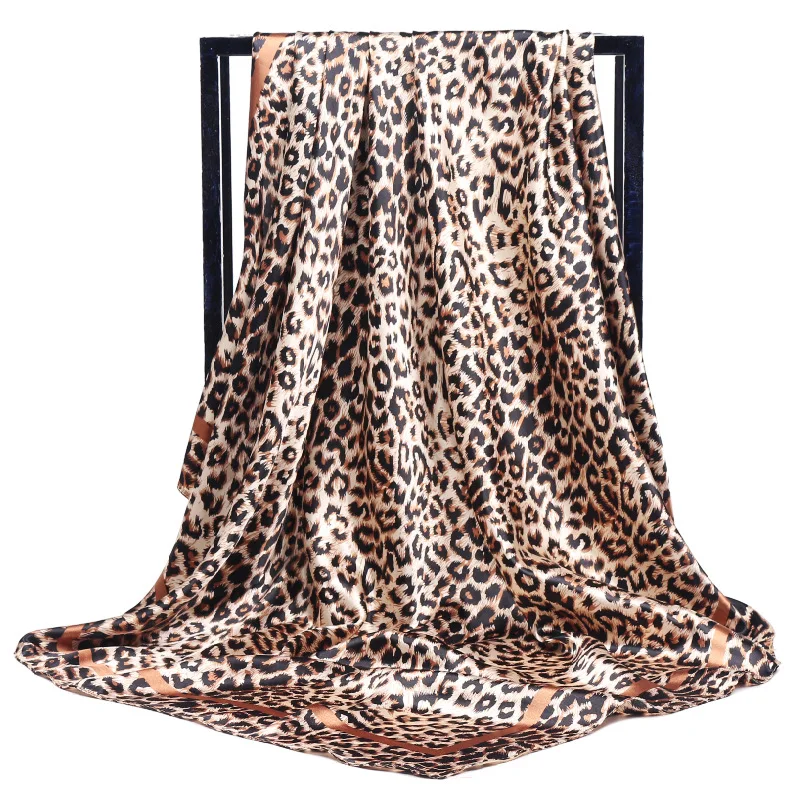 Top Trends: Leopard Print Scarf Silk Satin Bandana Women Square Small Bag Wrap Bohemian Retro Paisley Ladies Scarves Muslim Islamic Kerchief Shoppable Styles