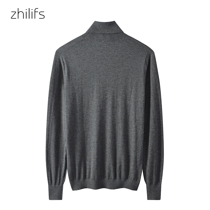 Top Trends: High Quality 2021 Spring And Autumn Sweater Men Turtleneck Long-sleeved Sweaters 16 Needle Superfine Merino Wool Knitted Tees Shoppable Styles - Image 4