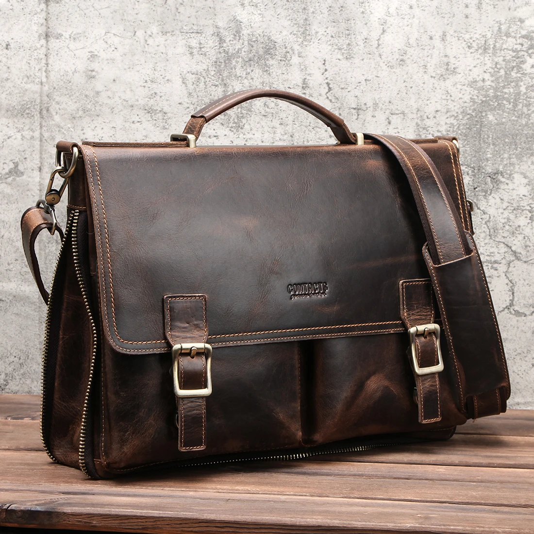 Top Trends: Men Briefcase Genuine Leather Laptop Bag Macbook Pro 14&quot; Computer Bag Crossbody Male Briefcase Travel Bussines Cowhide Men Bag Shoppable Styles