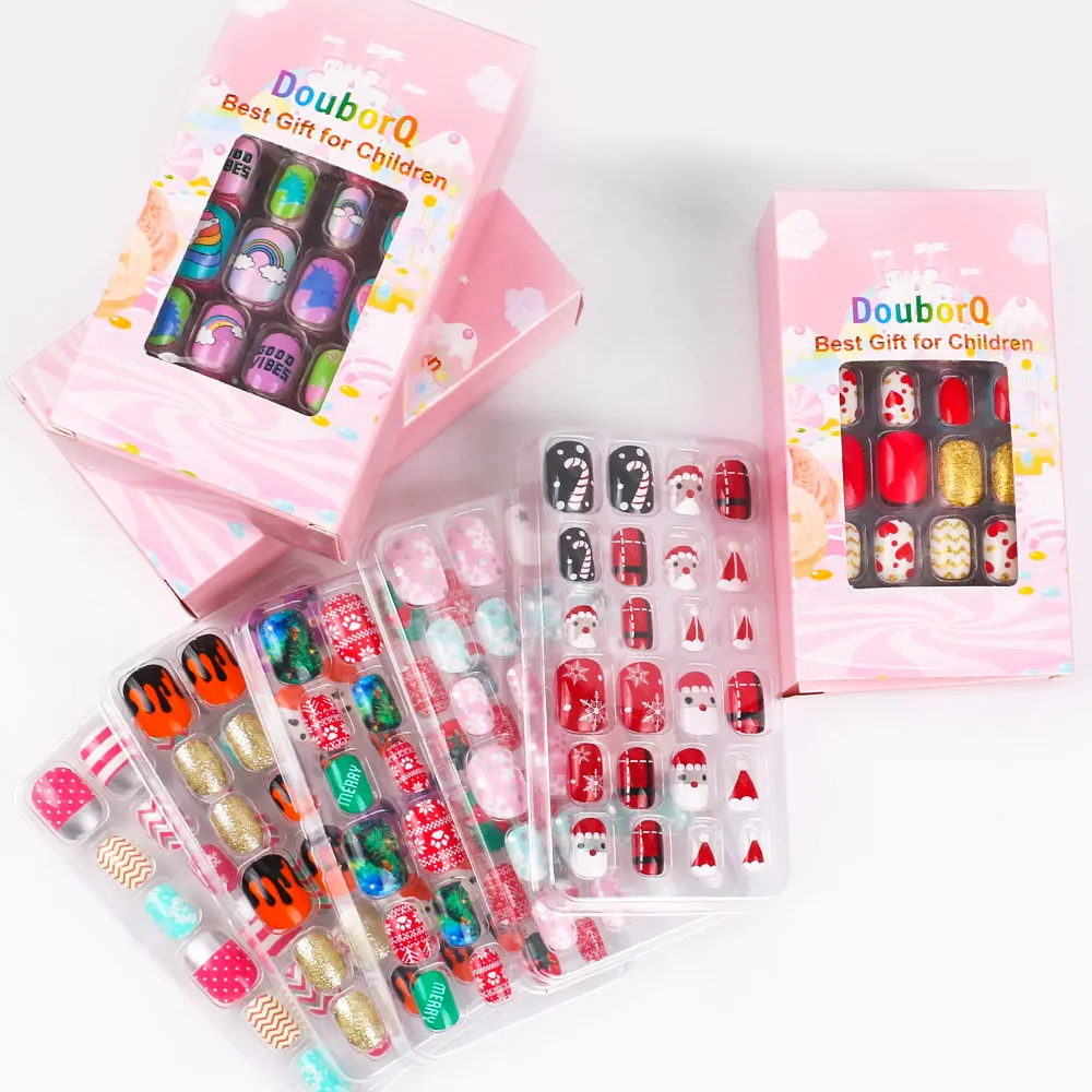 Top Trends: 120pcs Kids Cartoon False Fake Nails Full Cover Press Stick On Nails Children Nail Stickers False Nail Decor Girls Gifts Shoppable Styles - Image 2