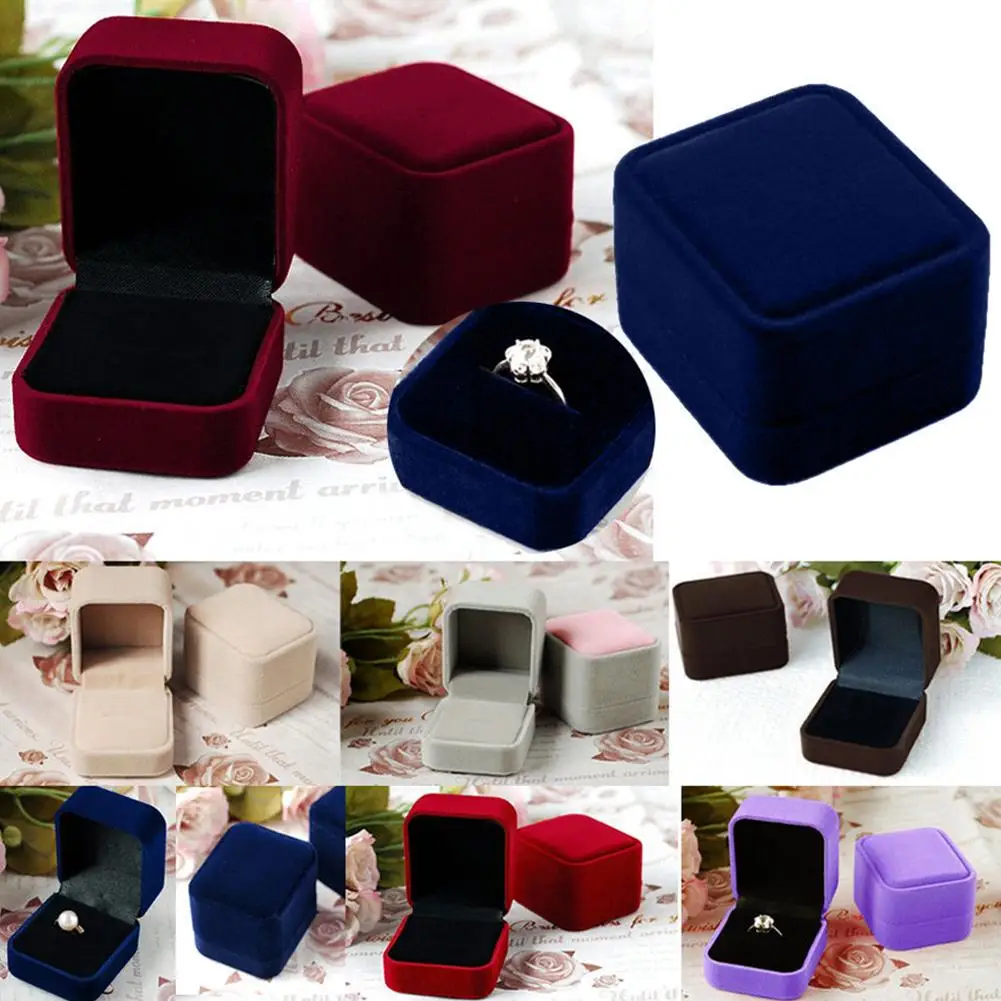 Top Trends: 1pcs Squre Wedding Flannel Earrings Ring Box Jewelry Display Case Holder Gift Boxes Amazing Organizer Shoppable Styles