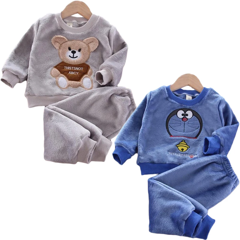 Top Trends: New Autumn Winter Baby Clothes Pajamas Sets Girls Pajamas Children Warm Flannel Fleece Catoon Bear Kids Sleepwear Home Suit 0-6Y Shoppable Styles