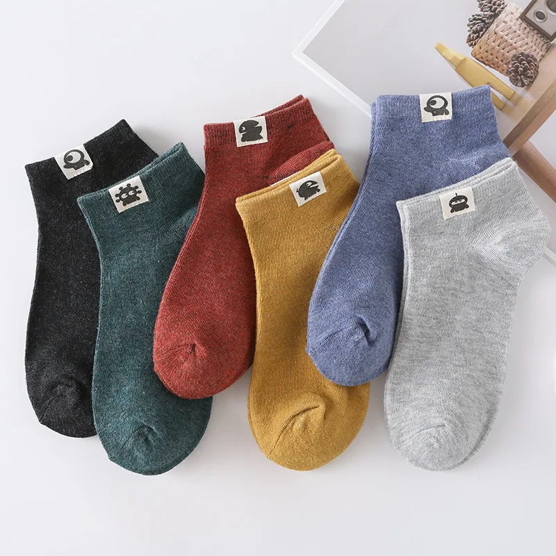 Top Trends: 10 Pairs Men's Short Socks Funny Alien Logo Expression Cloth Spring Solid Summer Cotton Handsome Male Retro Low Tube Ship Socks Shoppable Styles - Image 2