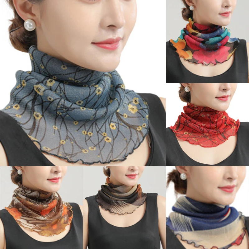 Top Trends: Spring Summer Chiffon Neck Collar Scarf Women Head Thin Sunscreen Variety Small Silk Anti-UV Scarf Mask Multi-Function Scarf Shoppable Styles