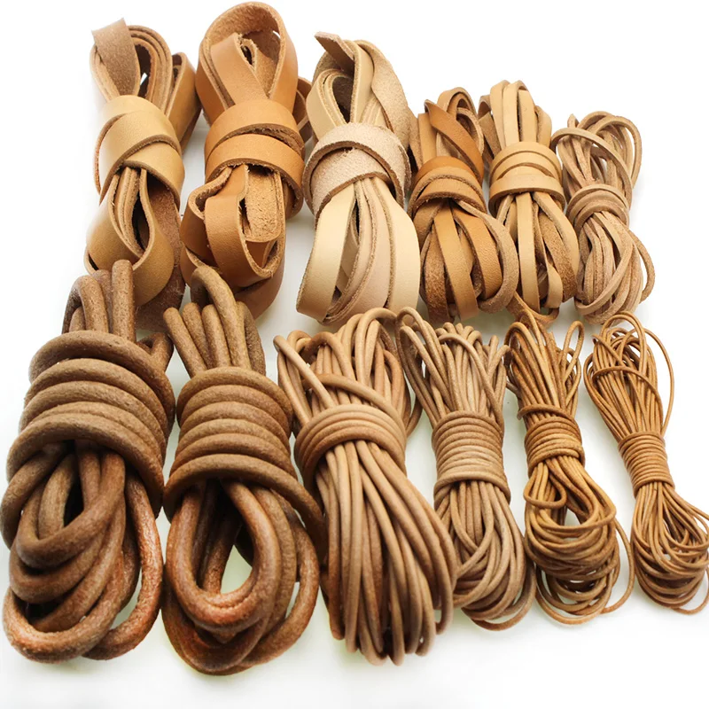 Top Trends: 1 2 3 4 5 6 8 Mm Round Flat Genuine Cow Leather Cord For Bracelet Necklace Findings Leather Rope String DIY Jewelry Making Shoppable Styles