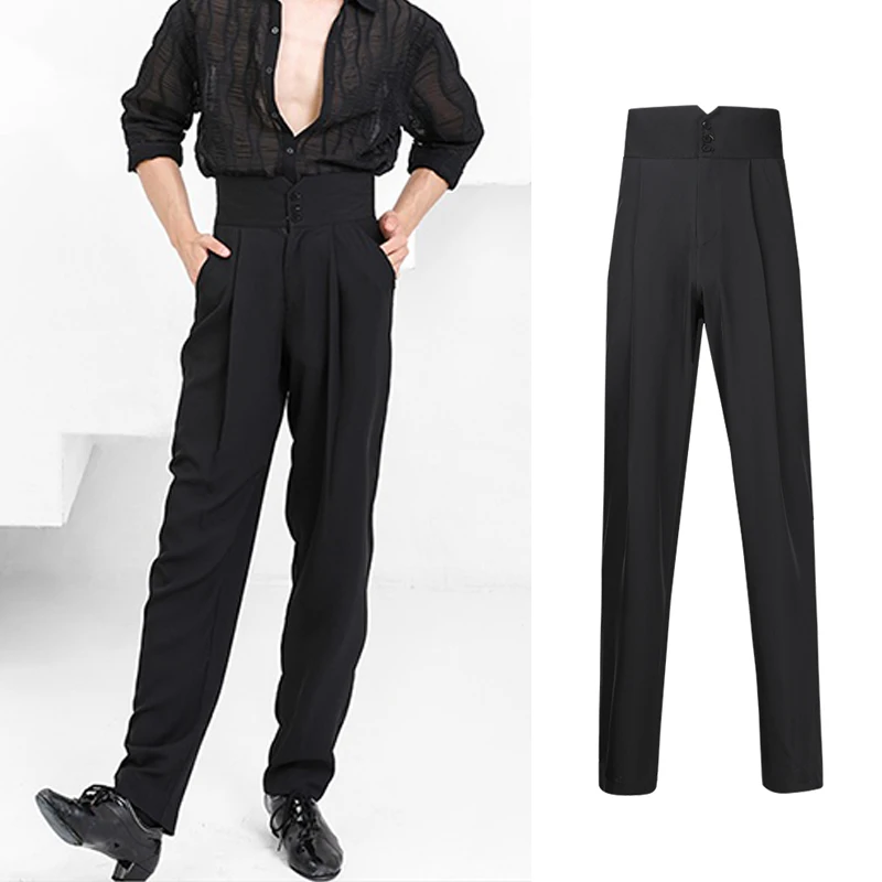 Top Trends: New Latin Dancing Trousers Male Latin Dance Costume High Elastic Waist Ballroom Dance Competition Pants Practice Wear DNV14933 Shoppable Styles