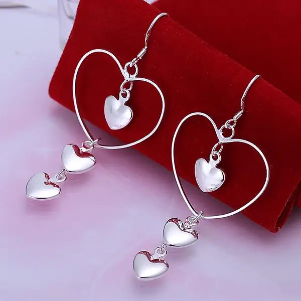 Top Trends: Hot 925 Sterling Silver Romantic Love Heart Earrings For Women Fashion Charms Party Wedding Jewelry Holiday Gifts Shoppable Styles