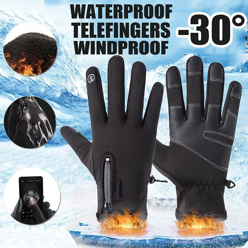 Top Trends: 2023 Winter Gloves Mens Touchscreen Non-Slip Unisex Waterproof Windproof Warm Cycling Cold Gloves Fashion Zipper Sports Gloves Shoppable Styles