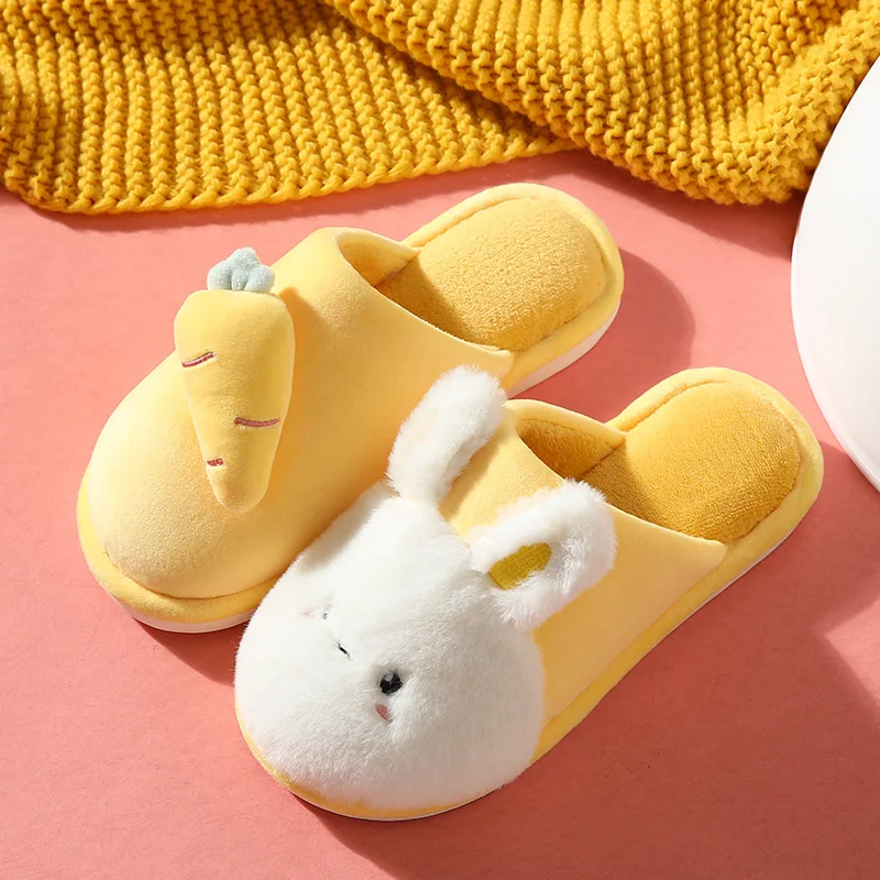 Top Trends: Winter House Fur Slippers Warm Cotton Shoes Cute Lovely Cartoon Rabbit Indoor Bedroom Women Men Ladies Lovers Furry Slides Shoppable Styles