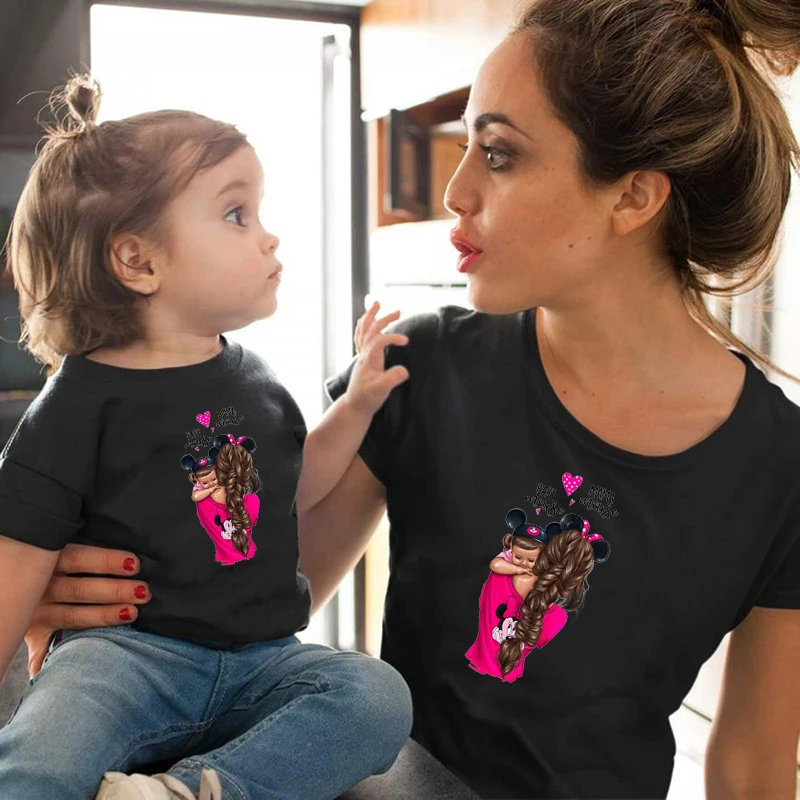 Top Trends: Princess Family Matching Clothes Cotton Tshirt Mother Daughter Matching Clothes BABY MINI And MAMA Pink Outfits Look T Shirts Shoppable Styles