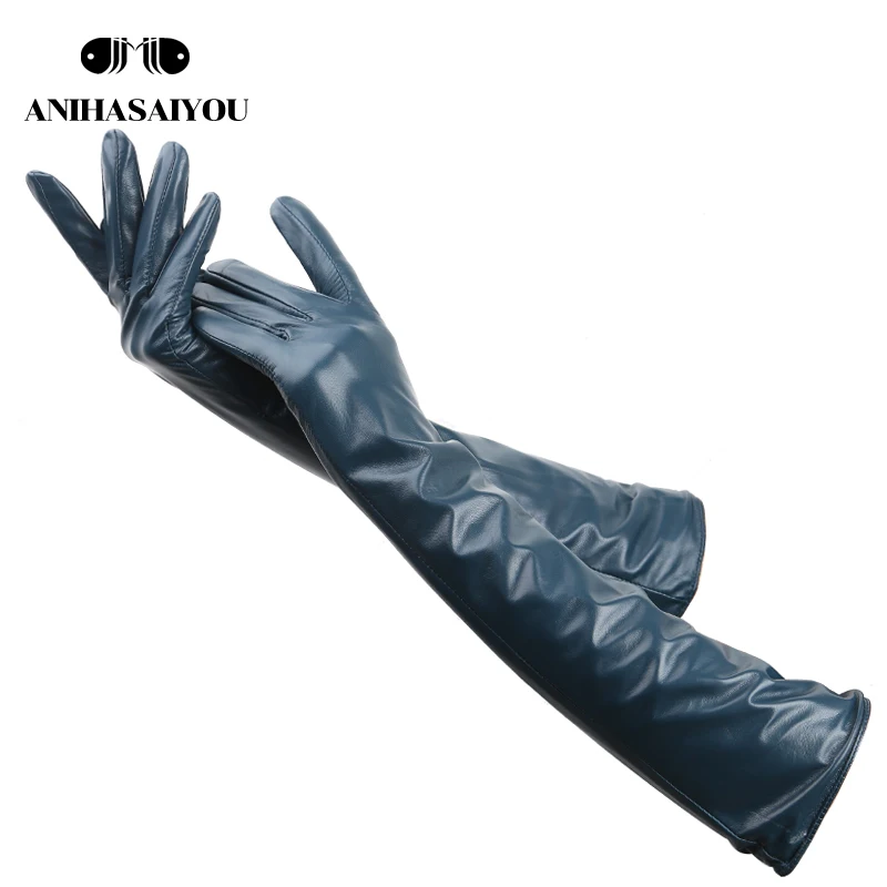 Top Trends: Multiple Colors 50cm Long Leather Gloves, sheepskin Women&#039;s Leather Gloves, warm Women&#039;s Winter Gloves, Simple Women&#039;s Gloves-2227C Shoppable Styles