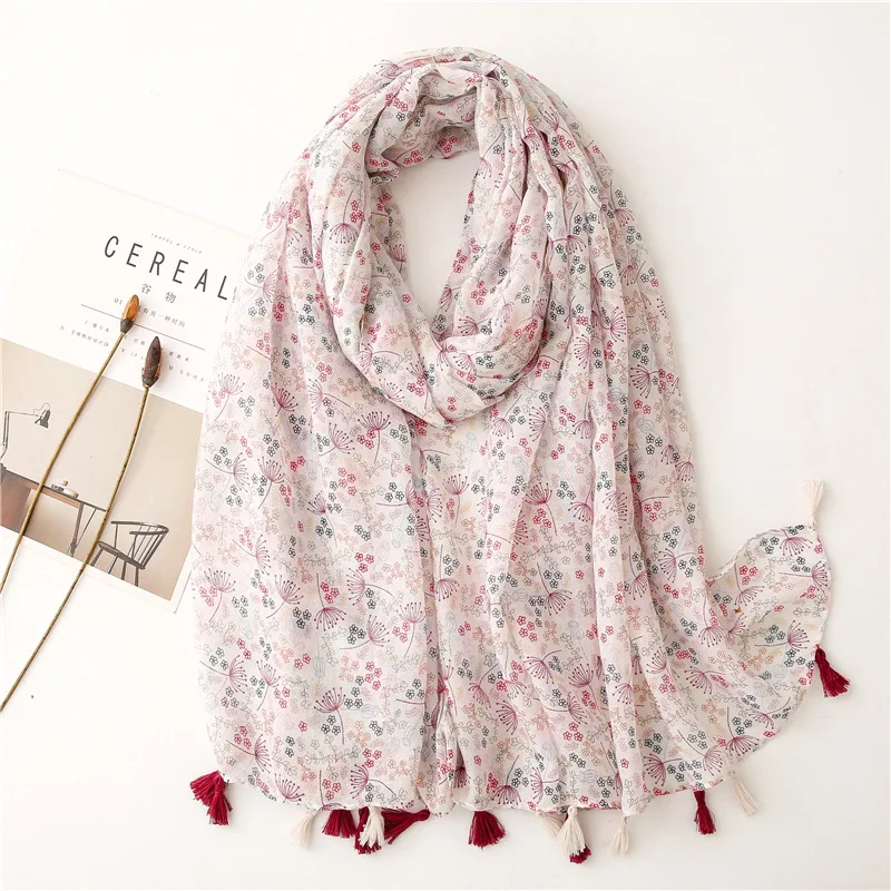 Top Trends: 2023 Spain Lovely Polka Floral Tassel Viscose Shawl Scarf Lady High Quality Wrap Headband Bufandas Muslim Hijab Sjaal 180*90Cm Shoppable Styles - Image 6