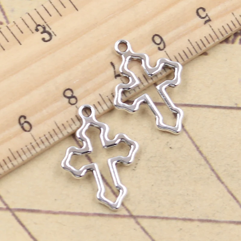 Top Trends: 30pcs Charms Hollow Cross 21x15mm Tibetan Silver Color Pendants Antique Jewelry Making DIY Handmade Craft Shoppable Styles