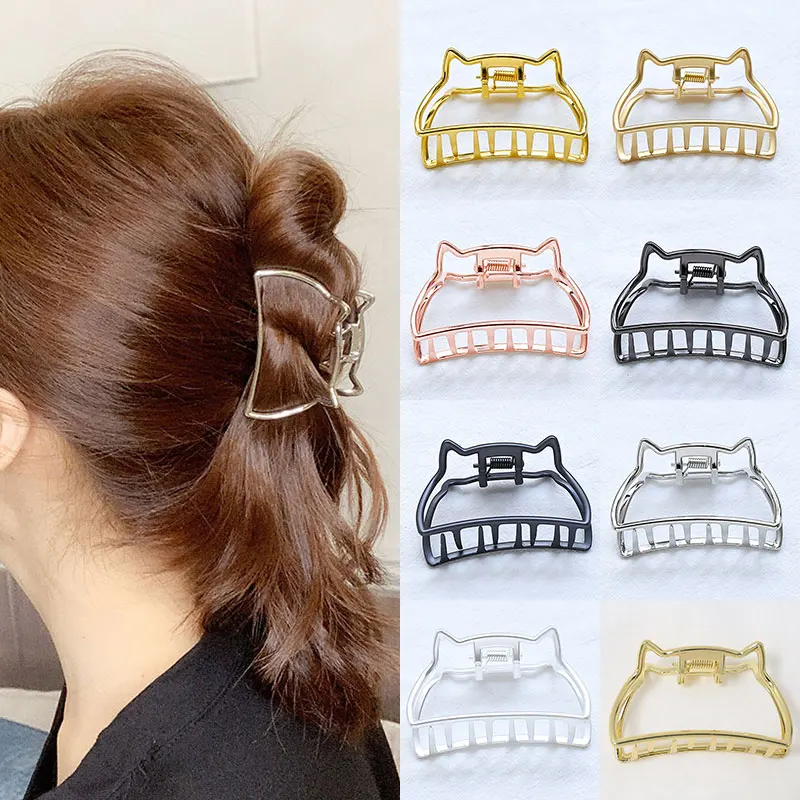 Top Trends: Vintage Metal Hair Claw Cat Ears Hair Clip Hairpin Barrette Retro Vintage Women Girls Hair Styling Tools Hair Accessories Hot Shoppable Styles