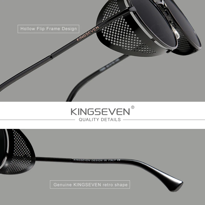 Top Trends: Genuine KINGSEVEN Retro Round Steampunk Sunglasses Men Retro Women Sun Glasses Shades Vintage Travel Eyewear Gafas De Sol 7550 Shoppable Styles - Image 3