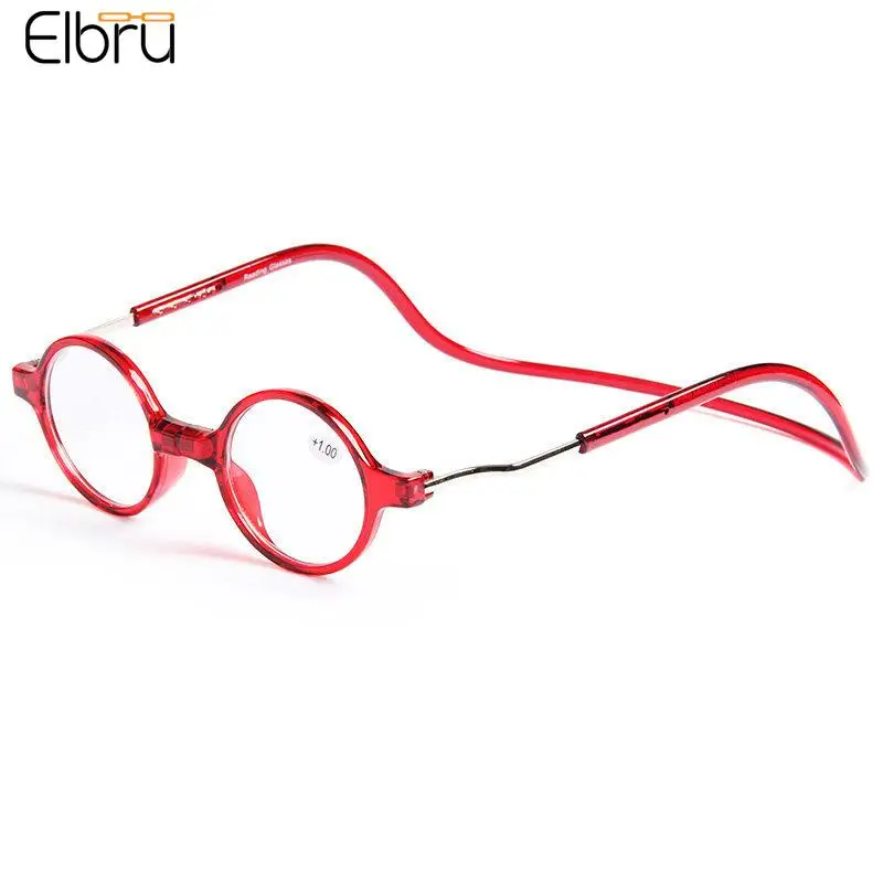 Top Trends: Elbru Magnet Reading Glasses For Men Women Presbyopia Glasses Hang Neck Magnetic Round Hyperopia Glasses Diopter + 1to+ 4 Oculos Shoppable Styles