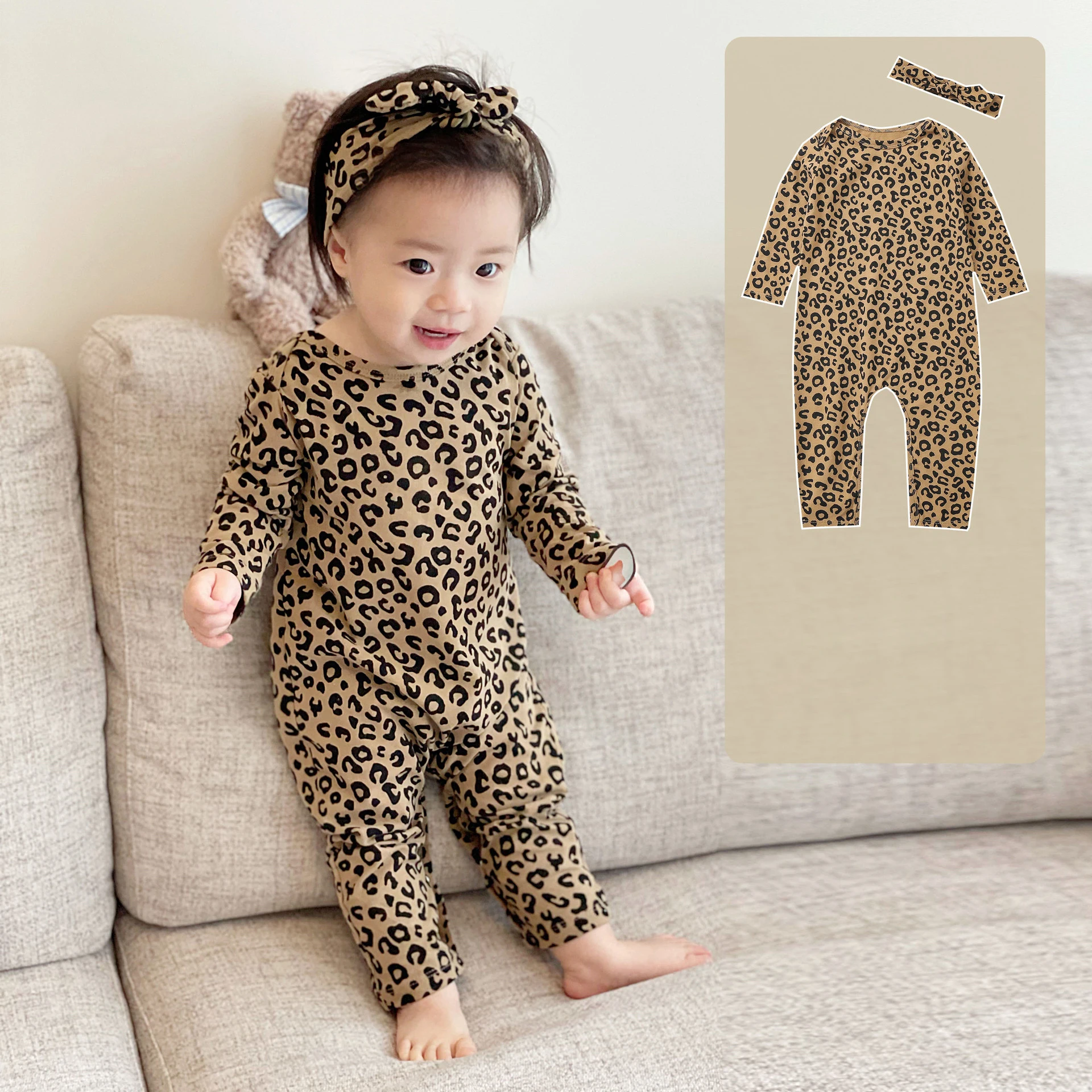 Top Trends: Newborn Kids Baby Boys Girls Clothes Autumn Leopard Print Romper Sweet Cotton Jumpsuit Long Sleeve Winter Fall Baby Outfit 0-24M Shoppable Styles