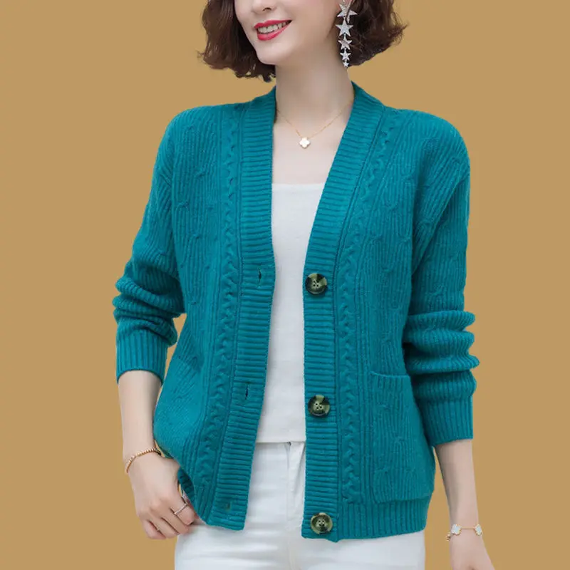 Top Trends: Women Knit Sweater Cardigan Coat Korean Fashion Causal Knitwear Strickjacke Spring Elegant Mom Jacket Loose Vintage Outwear New Shoppable Styles