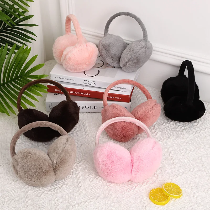 Top Trends: Fashion Solid Color Back Wear Ear Cover Soft Earmuffs Women Thicken Plush Ear Protector Warmer Winter Man Faux Fur Earmuff Shoppable Styles