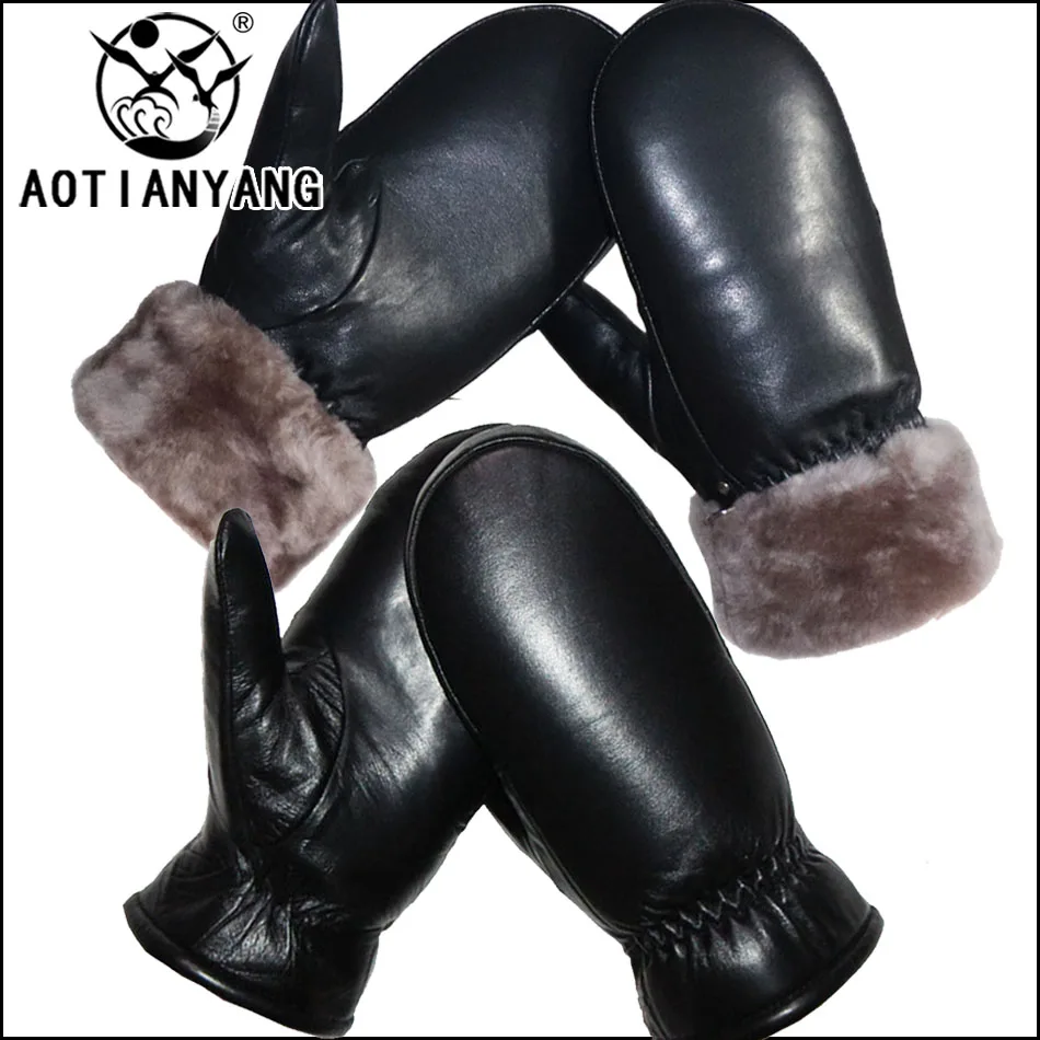 Top Trends: AOTIANYANG Mittens Women's Leather Sheepskin Gloves Real Fur Wool Gloves Winter Cold-proof Outdoor Thicken Windproof Warmth New Shoppable Styles