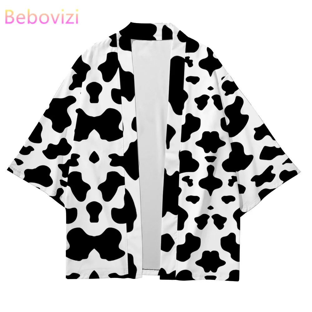 Top Trends: Plus Size XXS-6XL Cow Black White Loose Japanese Streetwear Cardigan Women Men Harajuku Haori Cosplay Kimono Top Yukata Clothes Shoppable Styles