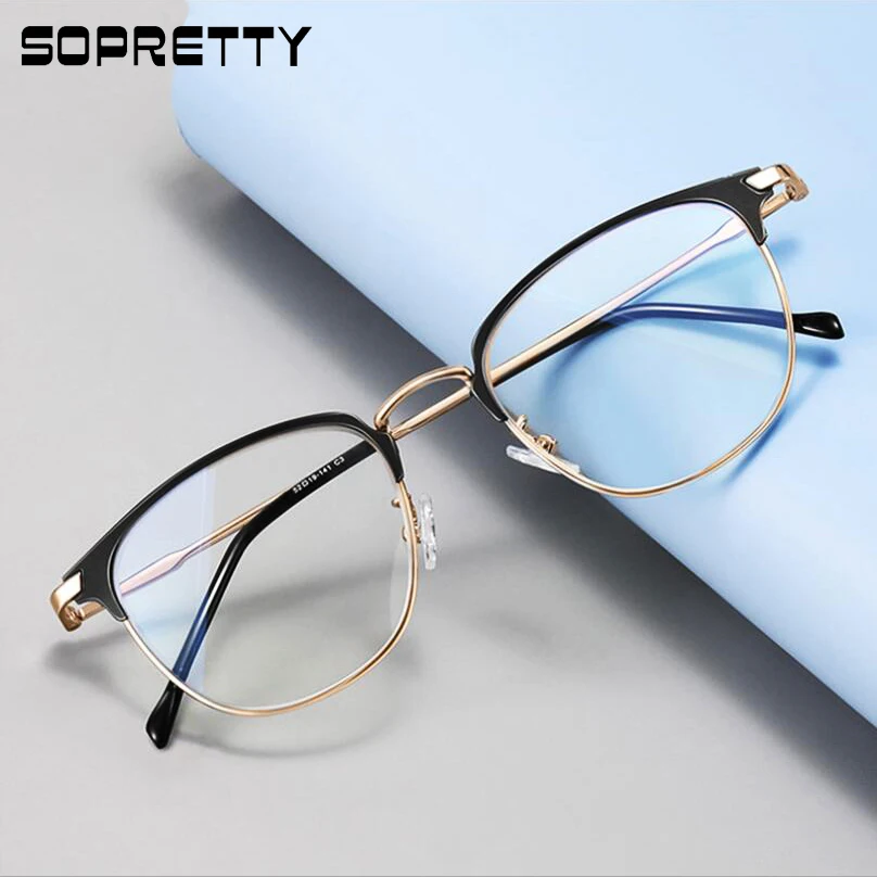 Top Trends: Business Blue Ray Blocking Metal Glasses, Men Women Anti Blue Light Computer Goggles, Myopia Prescription Glass Frames F4908 Shoppable Styles