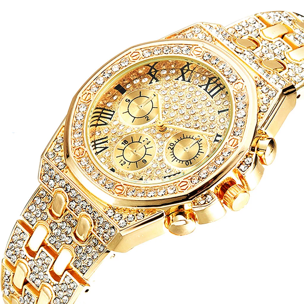 Top Trends: Luxury Iced Out Watch For Men Women Hip Hop Miami Bling CZ Cuban Chain Big Gold Chain Necklace Paved Rhinestones Men Jewelry Set Shoppable Styles - Image 6